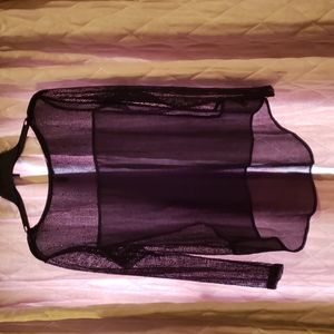 Black Sequin Mesh Top